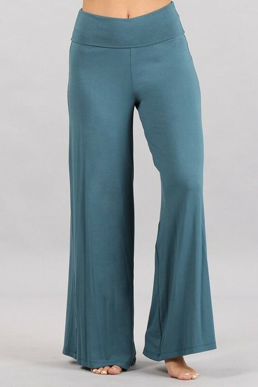 Chatoyant Fold Over Waist Palazzo Deep Teal Small